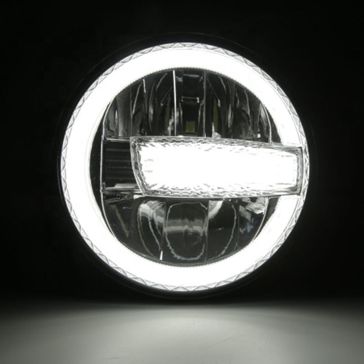 Raxiom 97-18 Jeep Wrangler TJ/JK 7-Inch LED Headlights w/ Halos- Black Housing (Clear Lens) - Bull Strap