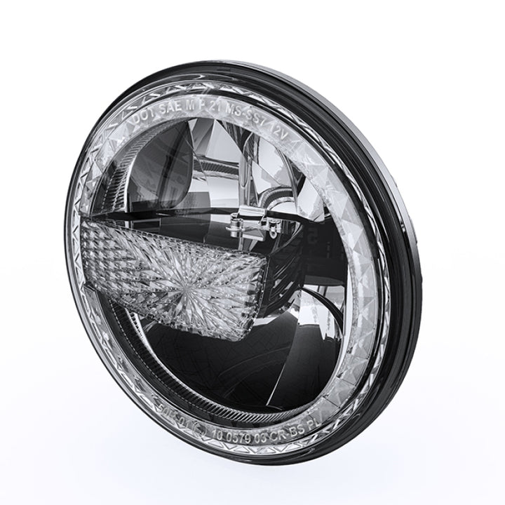 Raxiom 97-18 Jeep Wrangler TJ/JK 7-Inch LED Headlights w/ Halos- Black Housing (Clear Lens) - Bull Strap