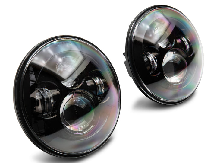 Raxiom 97-18 Jeep Wrangler TJ/JK Axial Series LED Daymaker Headlights- Black Housing (Clear Lens) - Bull Strap
