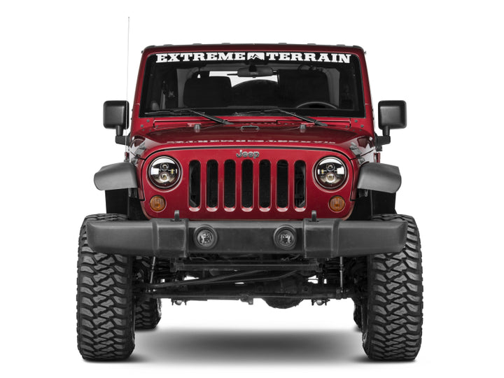 Raxiom 97-18 Jeep Wrangler TJ/JK Axial Series LED Daymaker Headlights- Black Housing (Clear Lens) - Bull Strap