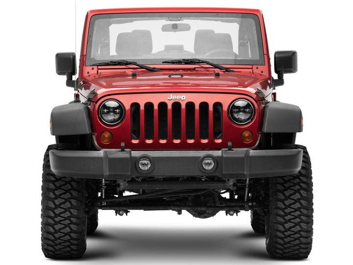 Raxiom 97-18 Jeep Wrangler TJ/JK Axial Series LED Daymaker Headlights- Black Housing (Clear Lens) - Bull Strap