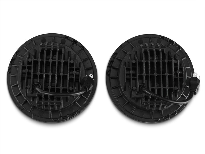 Raxiom 97-18 Jeep Wrangler TJ/JK Axial Series LED Daymaker Headlights- Black Housing (Clear Lens) - Bull Strap