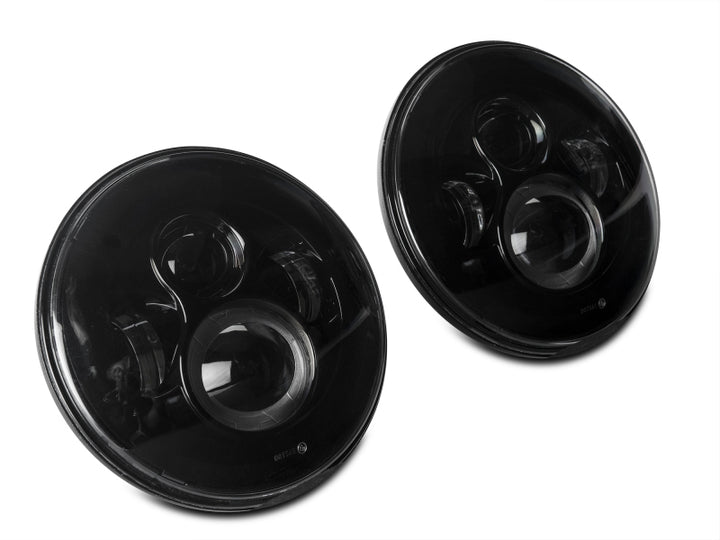 Raxiom 97-18 Jeep Wrangler TJ/JK Axial Series LED Daymaker Headlights- Black Housing (Clear Lens) - Bull Strap