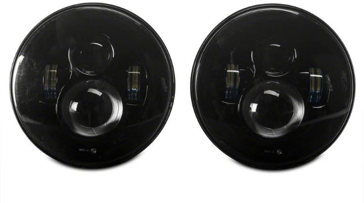 Raxiom 97-18 Jeep Wrangler TJ/JK Axial Series LED Daymaker Headlights- Black Housing (Clear Lens) - Bull Strap