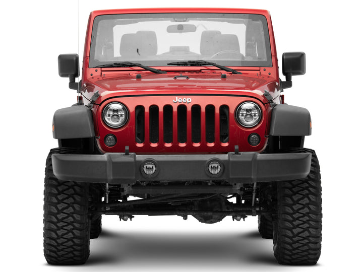 Raxiom 97-18 Jeep Wrangler TJ/JK Axial Series LED Daymaker Headlights- Chrome Housing (Clear Lens) - Bull Strap