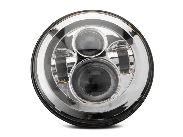 Raxiom 97-18 Jeep Wrangler TJ/JK Axial Series LED Daymaker Headlights- Chrome Housing (Clear Lens) - Bull Strap