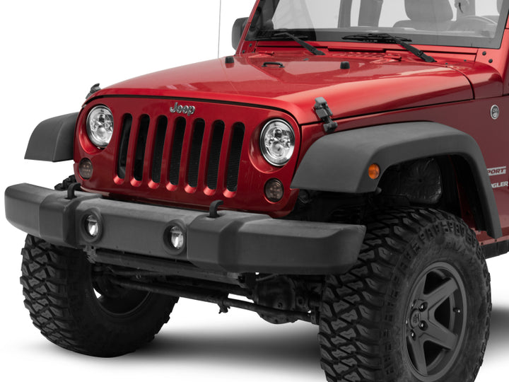Raxiom 97-18 Jeep Wrangler TJ/JK Axial Series LED Daymaker Headlights- Chrome Housing (Clear Lens) - Bull Strap