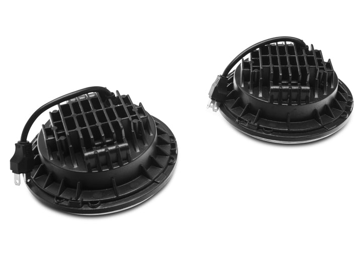 Raxiom 97-18 Jeep Wrangler TJ/JK Axial Series LED Daymaker Headlights- Chrome Housing (Clear Lens) - Bull Strap