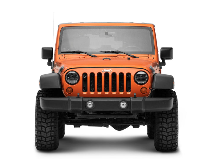 Raxiom 97-18 Jeep Wrangler TJ/JK Axial Series LED Headlights- Black Housing (Clear Lens) - Bull Strap