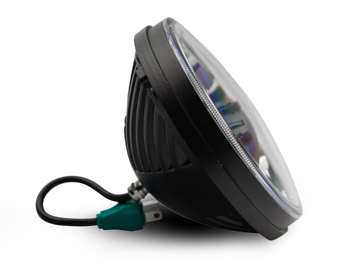 Raxiom 97-18 Jeep Wrangler TJ/JK Axial Series LED Headlights- Black Housing (Clear Lens) - Bull Strap
