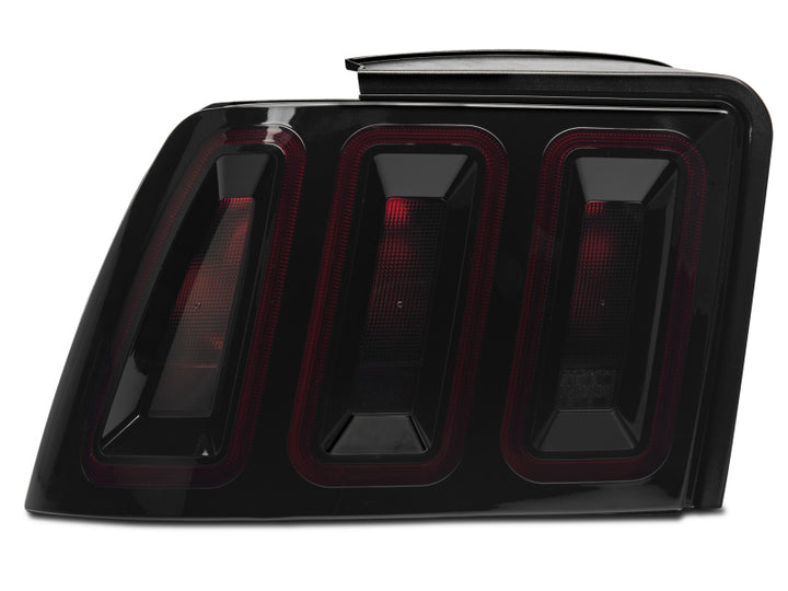 Raxiom 99-04 Ford Mustang Excluding 99-01 Cobra Icon LED Tail Lights- Black Housing (Smoked Lens) - Bull Strap