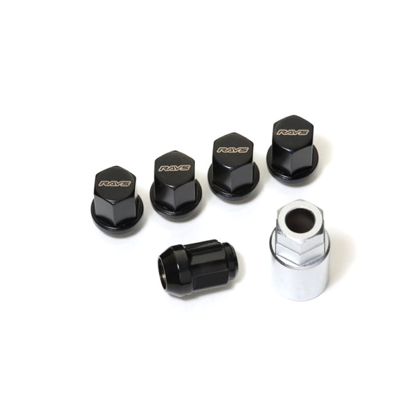 Rays 19 Hex Lock & Lug Nut Set M14 x 1.5 - Black - Bull Strap