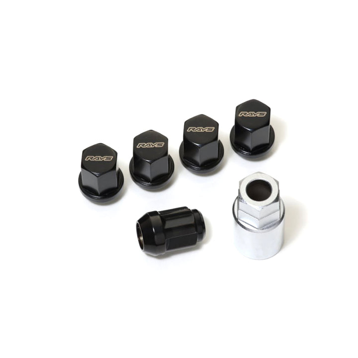 Rays 19 Hex Lock & Lug Nut Set M14 x 1.5 - Black - Bull Strap