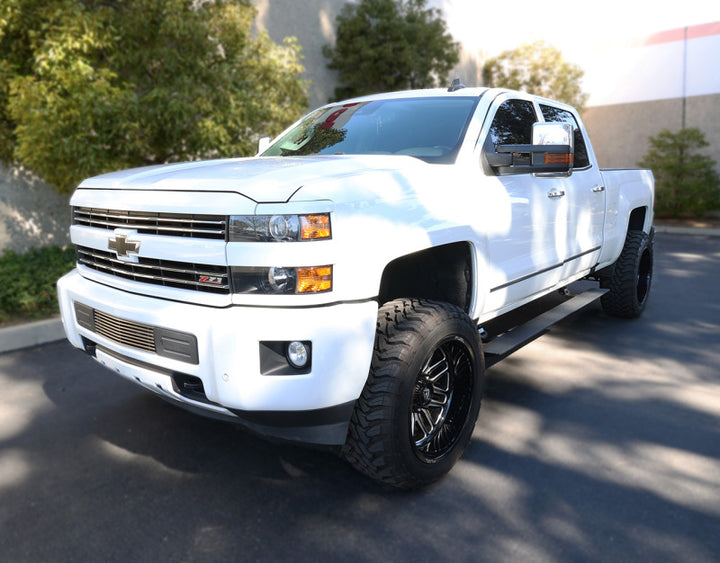 RealTruck 15-19 Chevy Silverado 25/3500HD CC Dsl 4dr VoltStep Electric Running Board Kit - Tex. Blk - Bull Strap