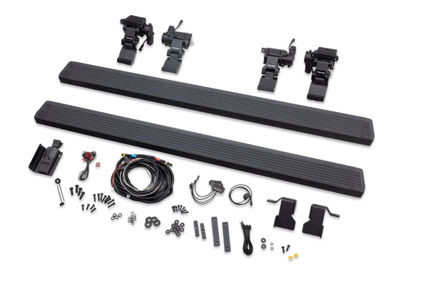 RealTruck 18-24 Jeep Wrangler 4dr VoltStep Electric Running Board Kit (Drilling Req.) - Tex. Blk - Bull Strap