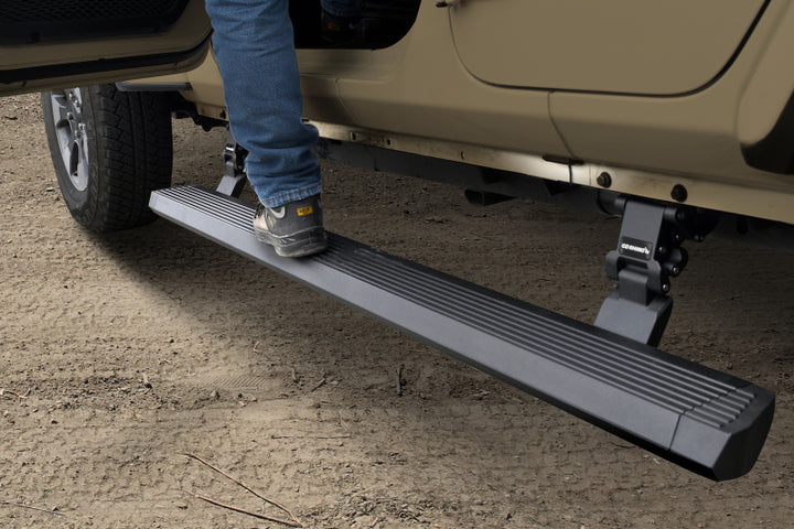 RealTruck 18-24 Jeep Wrangler 4dr VoltStep Electric Running Board Kit (Drilling Req.) - Tex. Blk - Bull Strap