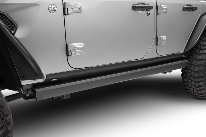 RealTruck 18-24 Jeep Wrangler 4dr VoltStep Electric Running Board Kit (Drilling Req.) - Tex. Blk - Bull Strap
