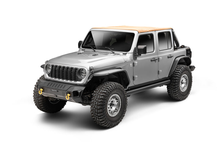 RealTruck 18-24 Jeep Wrangler 4dr VoltStep Electric Running Board Kit (Drilling Req.) - Tex. Blk - Bull Strap