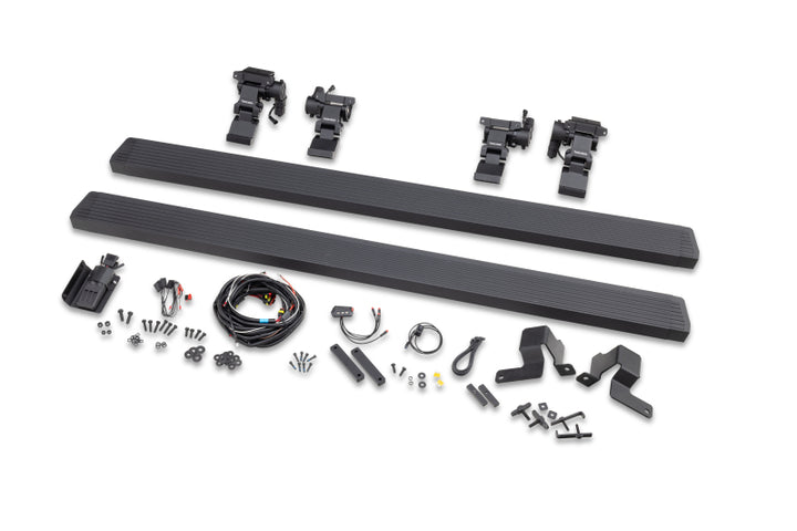 RealTruck 20-24 Jeep Gladiator CC 4dr VoltStep Electric Running Board Kit (Cut/Drill Req.) - Tex Blk - Bull Strap