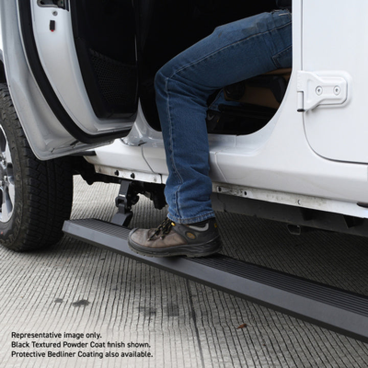 RealTruck 20-24 Jeep Gladiator CC 4dr VoltStep Electric Running Board Kit (Cut/Drill Req.) - Tex Blk - Bull Strap