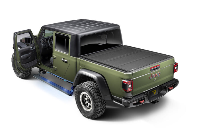 RealTruck 20-24 Jeep Gladiator CC 4dr VoltStep Electric Running Board Kit (Cut/Drill Req.) - Tex Blk - Bull Strap