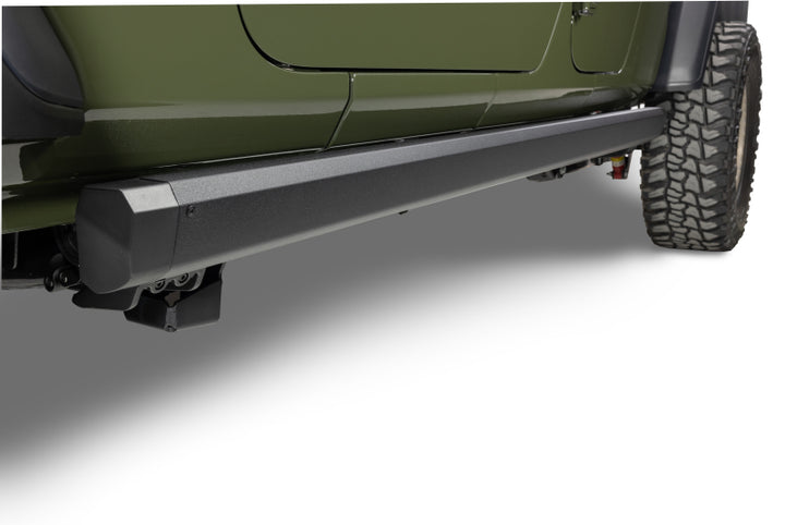 RealTruck 20-24 Jeep Gladiator CC 4dr VoltStep Electric Running Board Kit (Cut/Drill Req.) - Tex Blk - Bull Strap