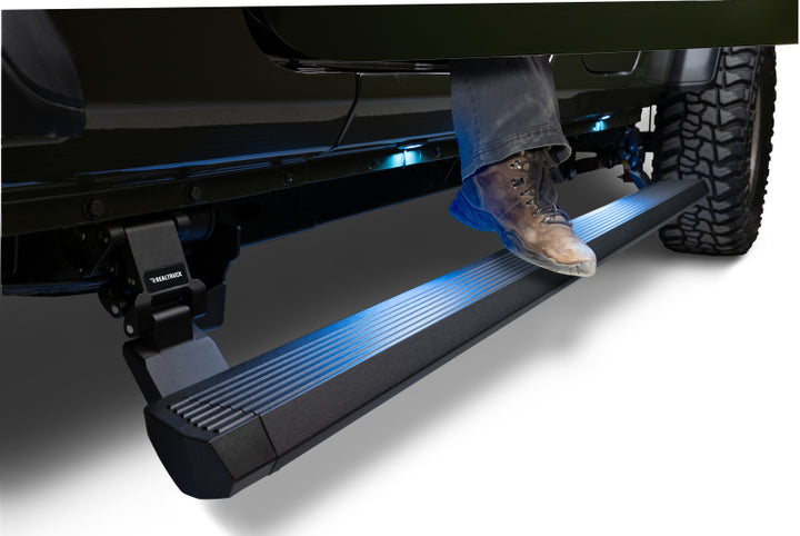 RealTruck 20-24 Jeep Gladiator CC 4dr VoltStep Electric Running Board Kit (Cut/Drill Req.) - Tex Blk - Bull Strap