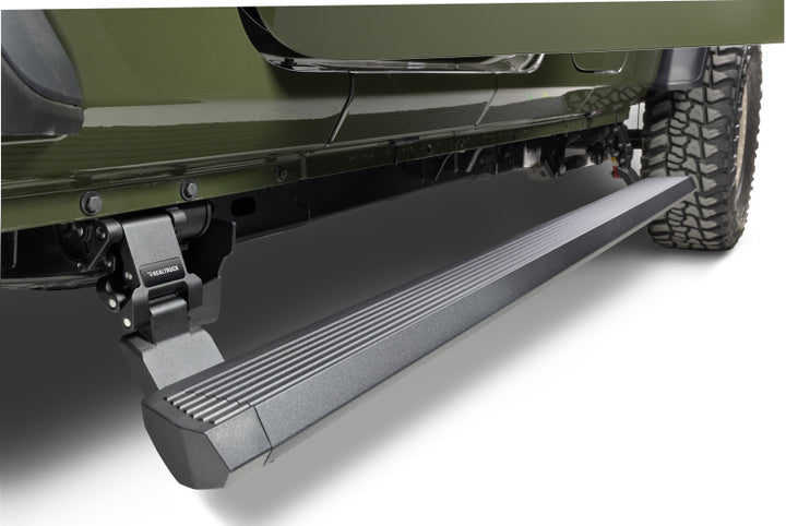 RealTruck 20-24 Jeep Gladiator CC 4dr VoltStep Electric Running Board Kit (Cut/Drill Req.) - Tex Blk - Bull Strap