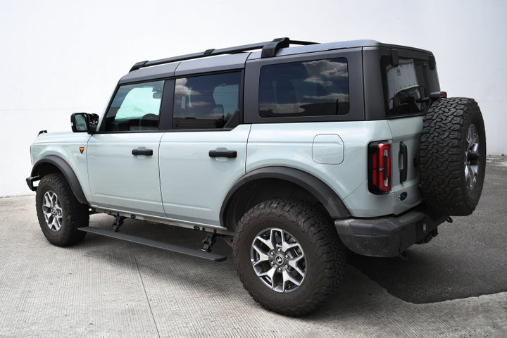 RealTruck 21-24 Ford Bronco 4dr VoltStep Electric Running Board Kit (No Drill) - Tex. Blk - Bull Strap