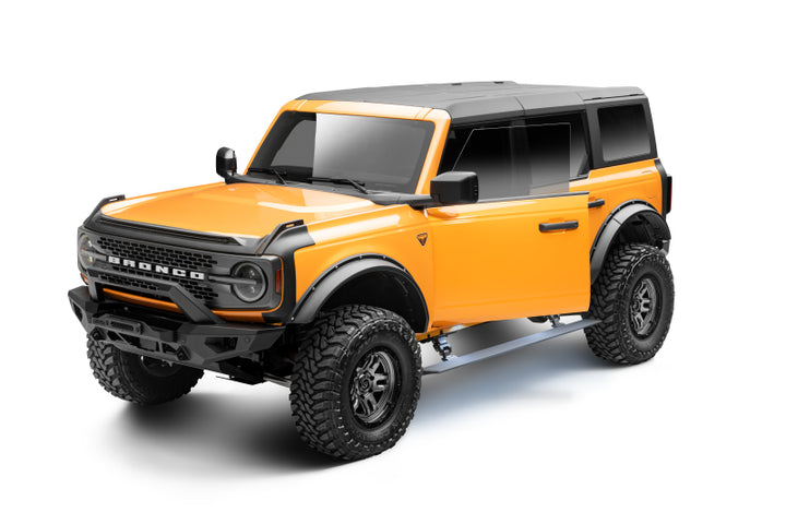 RealTruck 21-24 Ford Bronco 4dr VoltStep Electric Running Board Kit (No Drill) - Tex. Blk - Bull Strap