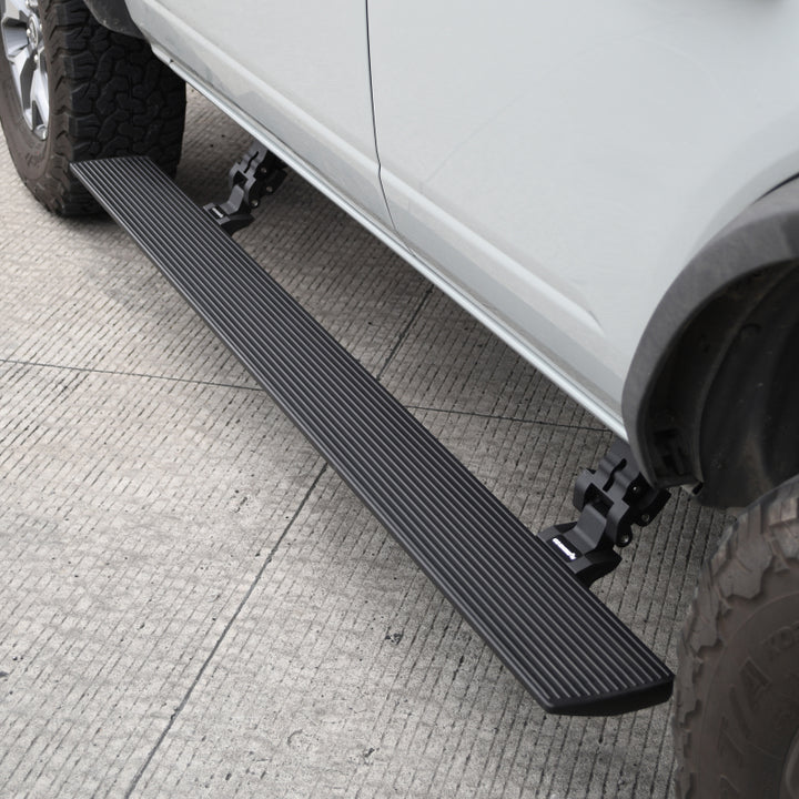 RealTruck 21-24 Ford Bronco 4dr VoltStep Electric Running Board Kit (No Drill) - Tex. Blk - Bull Strap