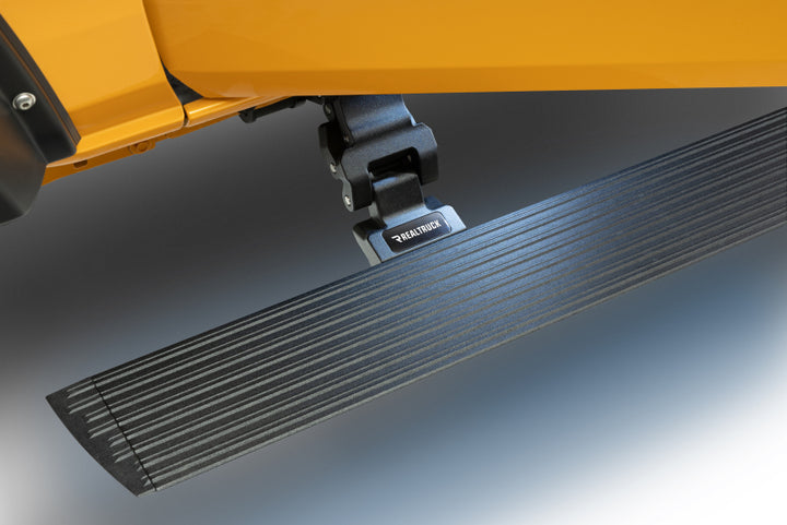 RealTruck 21-24 Ford Bronco 4dr VoltStep Electric Running Board Kit (No Drill) - Tex. Blk - Bull Strap