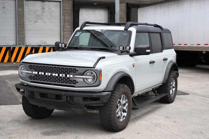 RealTruck 21-24 Ford Bronco 4dr VoltStep Electric Running Board Kit (No Drill) - Tex. Blk - Bull Strap
