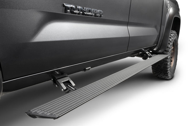 RealTruck 22-24 Toyota Tundra Crew Cab VoltStep Electric Running Board Kit - Tex. Blk - Bull Strap