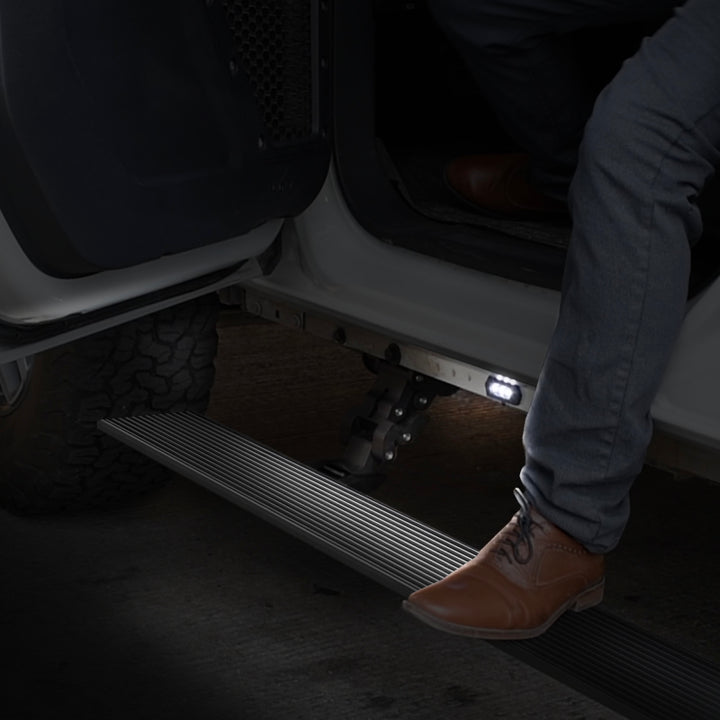 RealTruck 22-24 Toyota Tundra Crew Cab VoltStep Electric Running Board Kit - Tex. Blk - Bull Strap