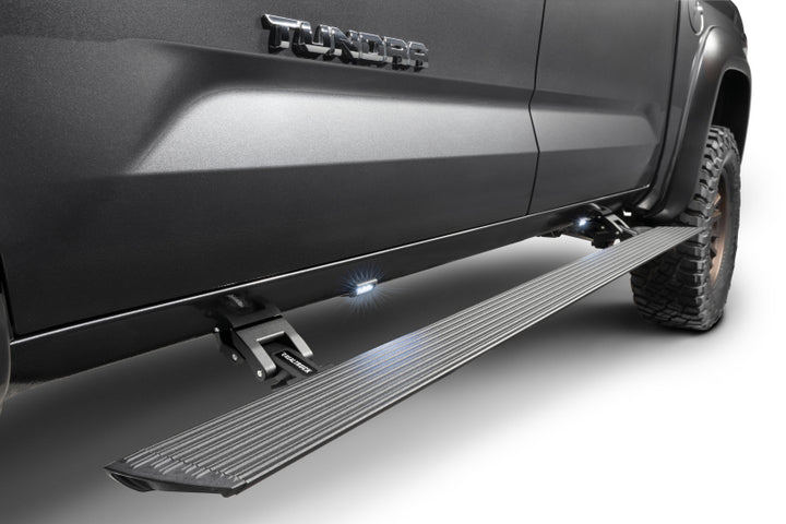 RealTruck 22-24 Toyota Tundra Crew Cab VoltStep Electric Running Board Kit - Tex. Blk - Bull Strap