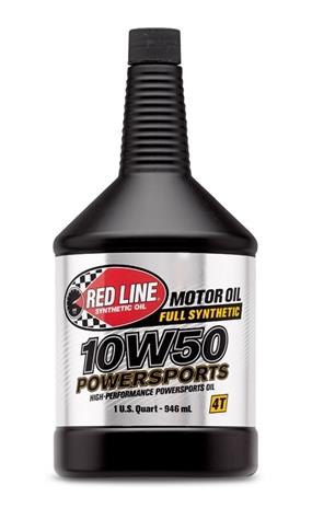 Red Line 10W50 Powersports Motor Oil - Quart - Bull Strap