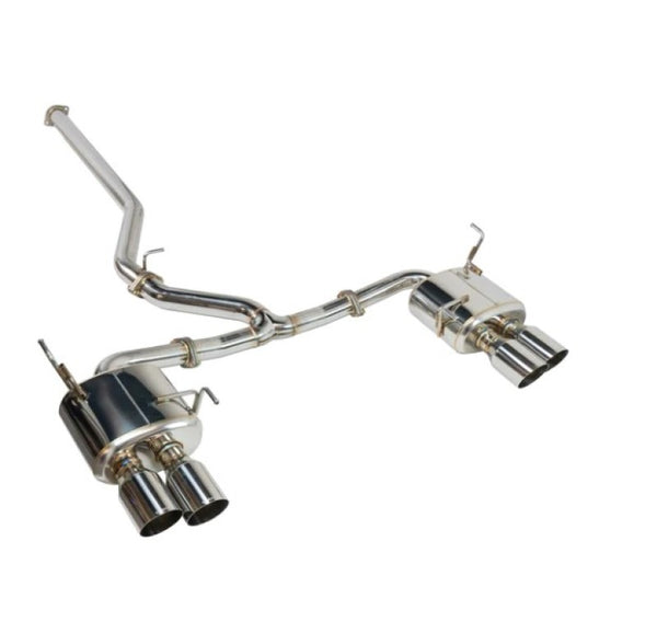 Remark 08-14 Subaru WRX STi GR Hatch Cat-Back Exhaust w/ SS Quad Tips (Non-Resonated) - Bull Strap