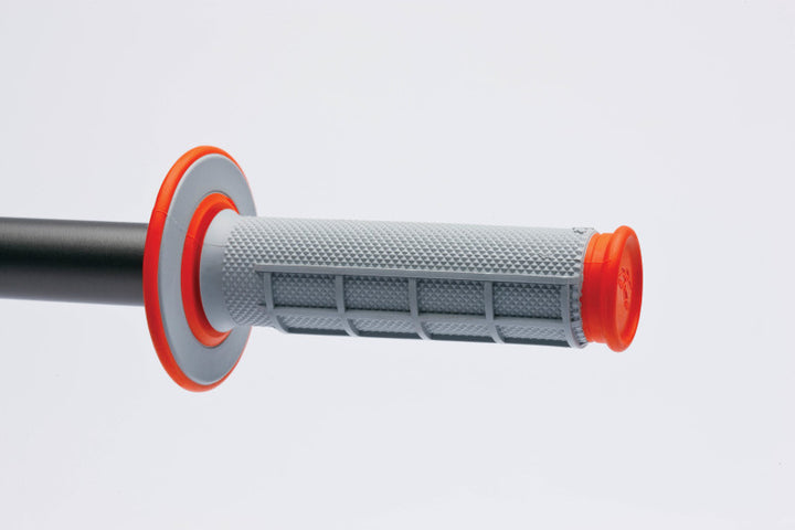 Renthal MX Dual Compound Grips 1/2 Waffle - Grey/ Orange - Bull Strap