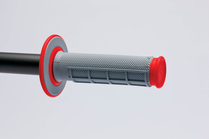 Renthal MX Dual Compound Grips 1/2 Waffle - Grey/ Red - Bull Strap