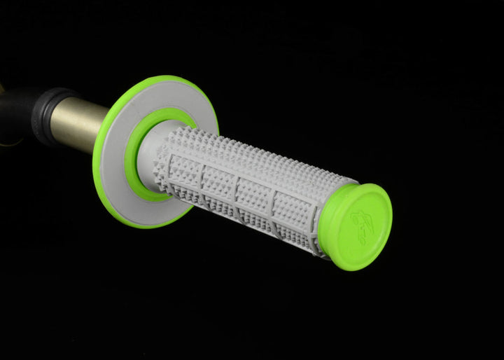 Renthal MX Dual Compound Grips Tapered 1/2 Waffle - Grey/ Green - Bull Strap