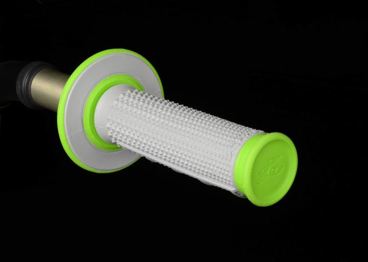 Renthal MX Dual Compound Grips Tapered 1/2 Waffle - Grey/ Green - Bull Strap
