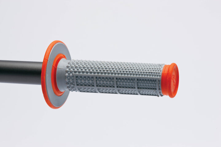 Renthal MX Dual Compound Grips Tapered 1/2 Waffle - Grey/ Orange - Bull Strap