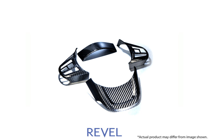 Revel GT Dry Carbon Steering Wheel Cover Inserts 2020 Toyota GR Supra - 4 Pieces - Bull Strap