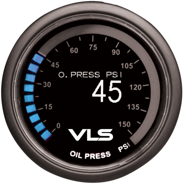 Revel VLS 52mm 0-150PSI Digital OLED Oil Pressure Gauge - Bull Strap