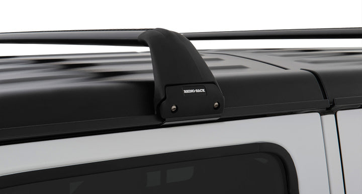 Rhino-Rack 07-22 Jeep Wrangler JK/JL 4 Door Hard Top Vortex SG 2 Bar Roof Rack - Black - Bull Strap