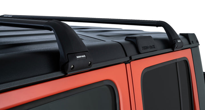 Rhino-Rack 07-22 Jeep Wrangler JK/JL 4 Door Hard Top Vortex SG 2 Bar Roof Rack - Black - Bull Strap