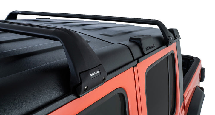Rhino-Rack 07-22 Jeep Wrangler JK/JL 4 Door Hard Top Vortex SG 2 Bar Roof Rack - Black - Bull Strap
