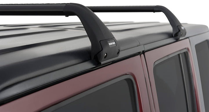 Rhino-Rack 07-22 Jeep Wrangler JK/JL 4 Door Hard Top Vortex SG 2 Bar Roof Rack - Black - Bull Strap