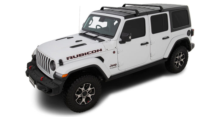 Rhino-Rack 07-22 Jeep Wrangler JK/JL 4 Door Hard Top Vortex SG 2 Bar Roof Rack - Black - Bull Strap